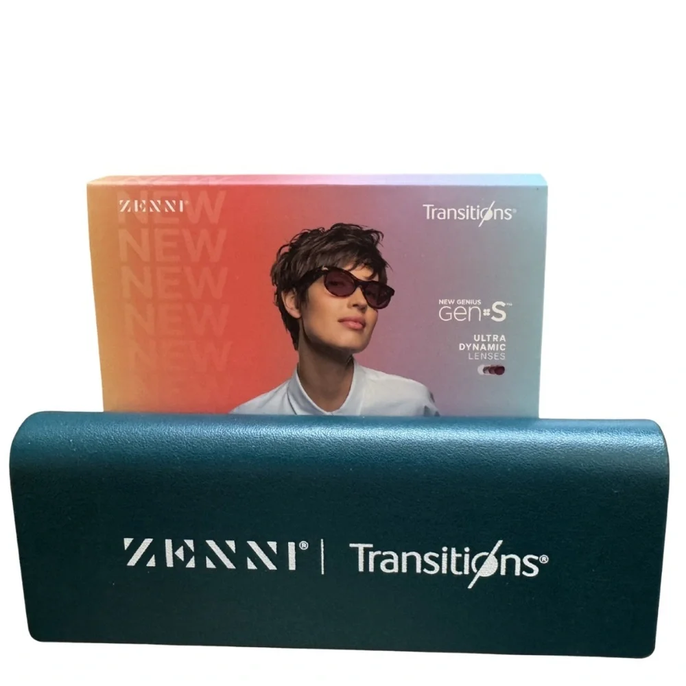 Zenni Green Transitions Lenses Acetate Square Eyeglasses Sunglasses New NIB